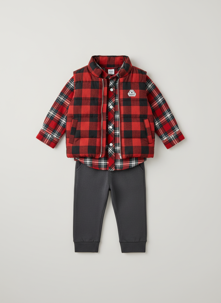 Rebel Puffer Vest & Flannel Outfit