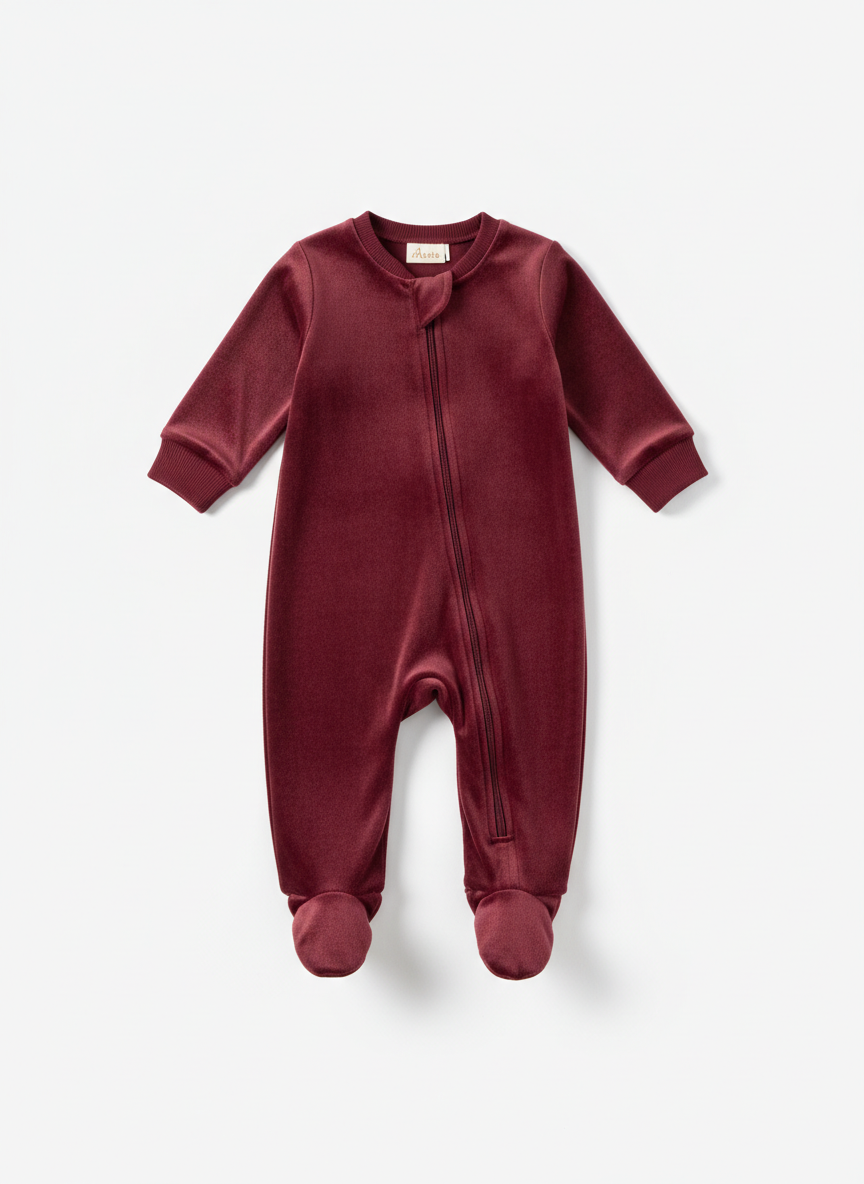 Aura Velour Holiday Sleepsuit