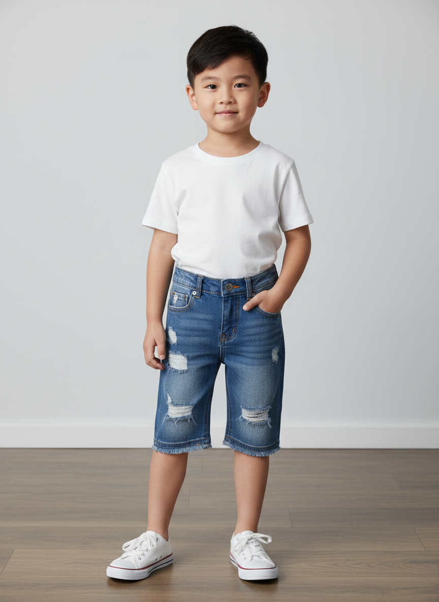 Rebel Distressed Denim Short