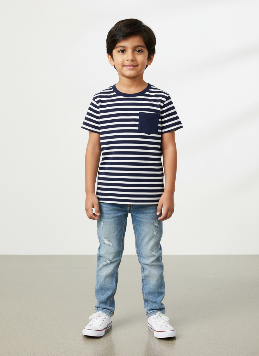 Vera Stripe-Hit Pocket Tee
