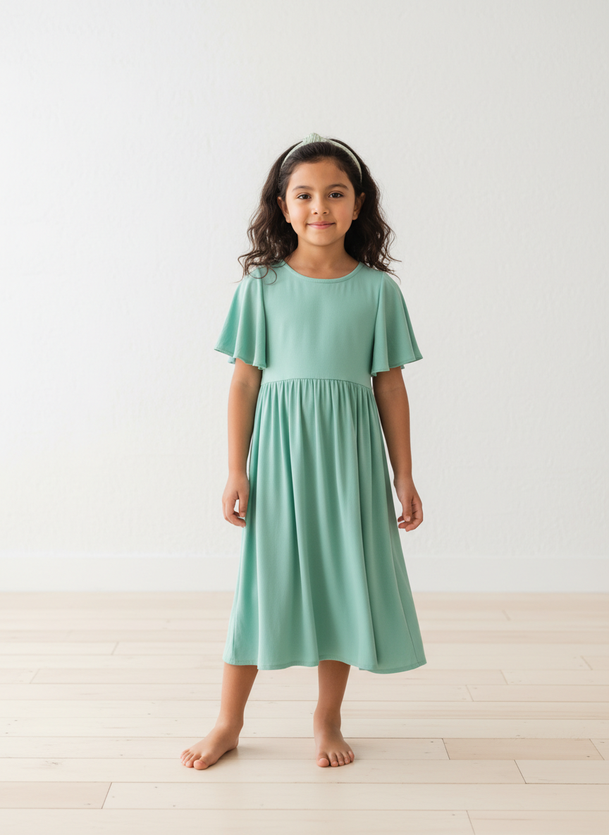 Aura Flutter Sleeve Midi Dress