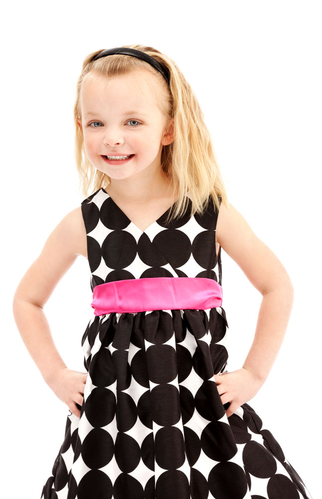 Hermitage Girls' Black&White Polkadot Dress