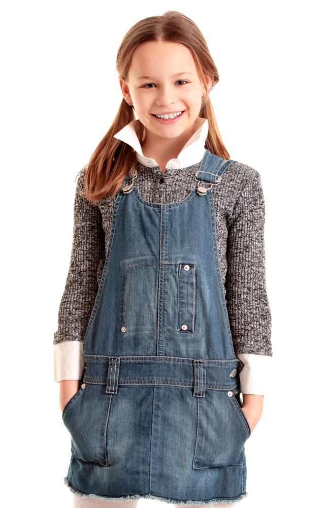 Gusso Kidswear Girls' Denim Overall Dress
