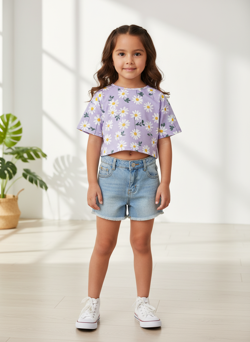 Solstice Daisy Print Crop Top