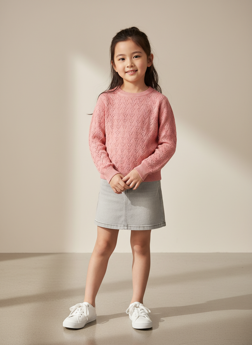 Aura Pointelle Knit Long Sleeve