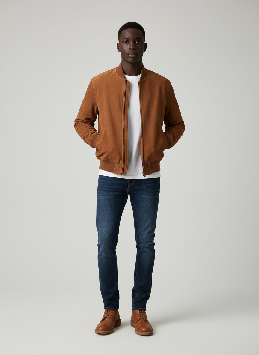 Rebel Suede Bomber Jacket