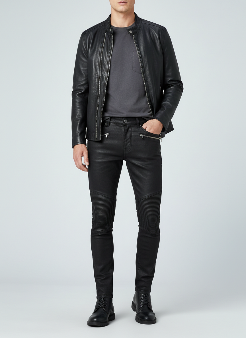 Rebel Coated Denim Moto Pant