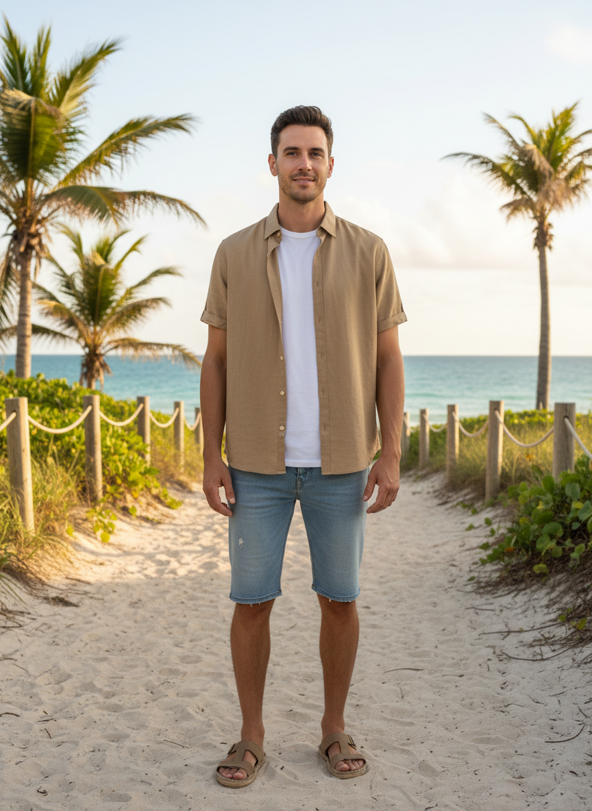 Aura Breezy Linen Button-Down