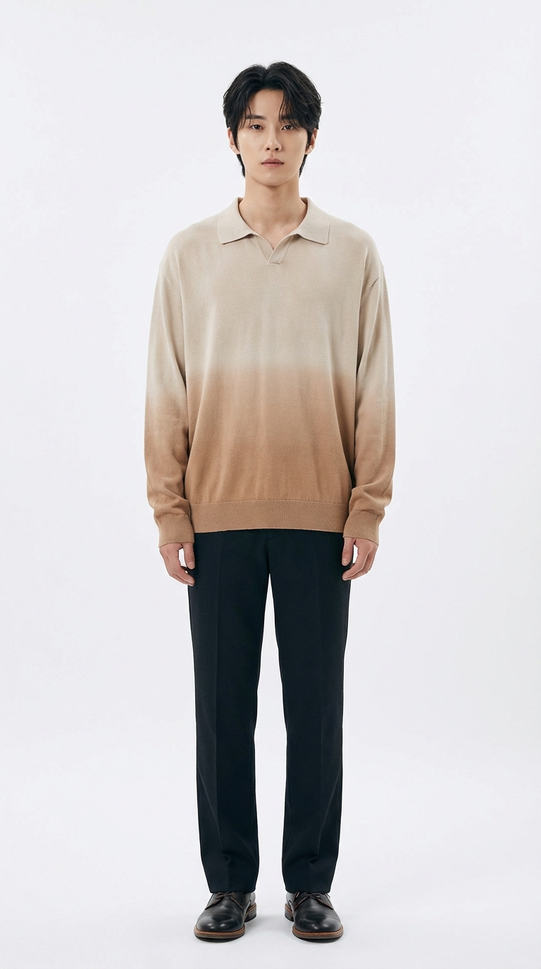 The Ombre Dye Long Sleeve Polo