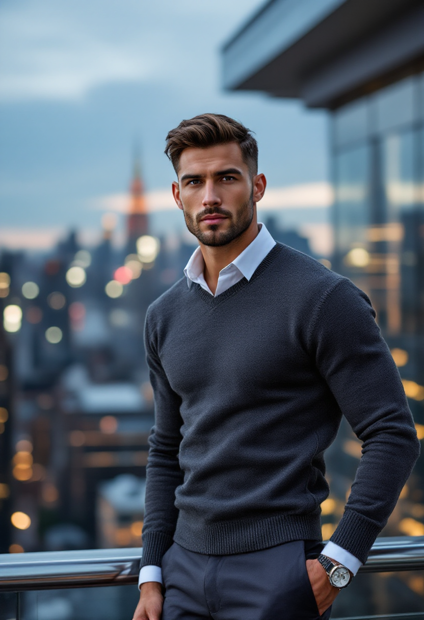 Charcoal Grey V-Neck Sweater