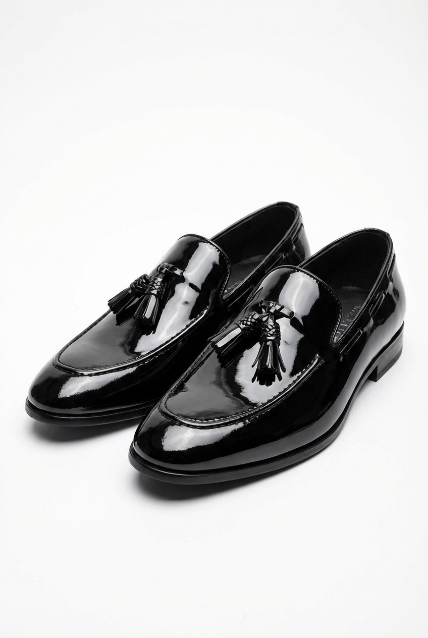 The Regent Black Patent Tassel Loafer