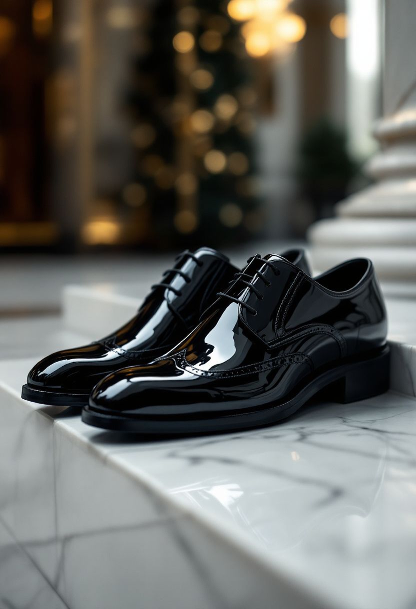 Black Patent Derby Dress Shoes
