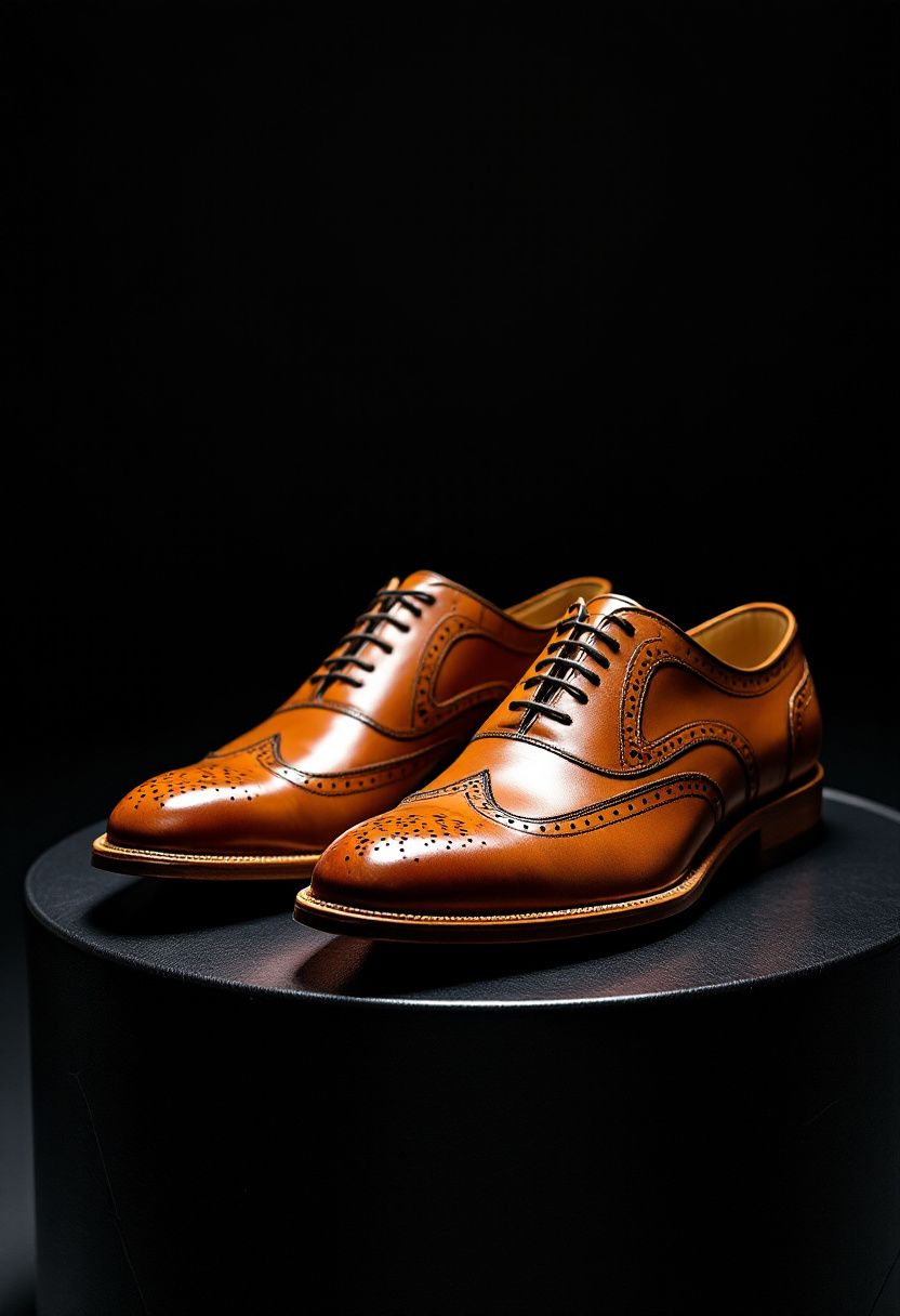 Caramel Wingtip Oxford Shoes