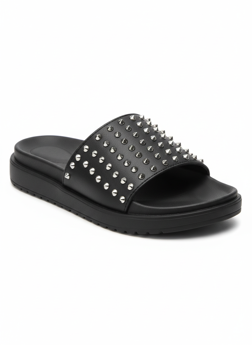 Rebel Studded Leather Slide