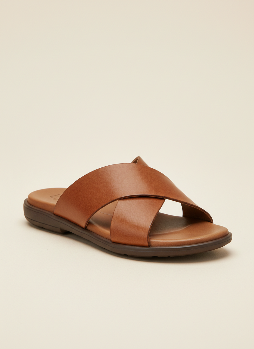 Lumina Cross-Strap Leather Sandal