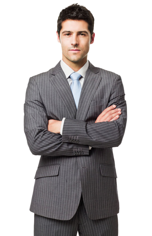 Albini Contemporary Gray Pinstripe Suit