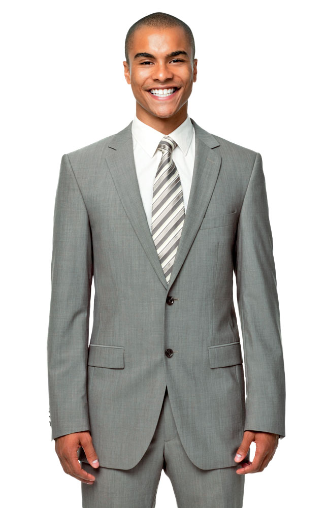 Hermitage Light Gray Slim Fit Contemporary Two Button Suit