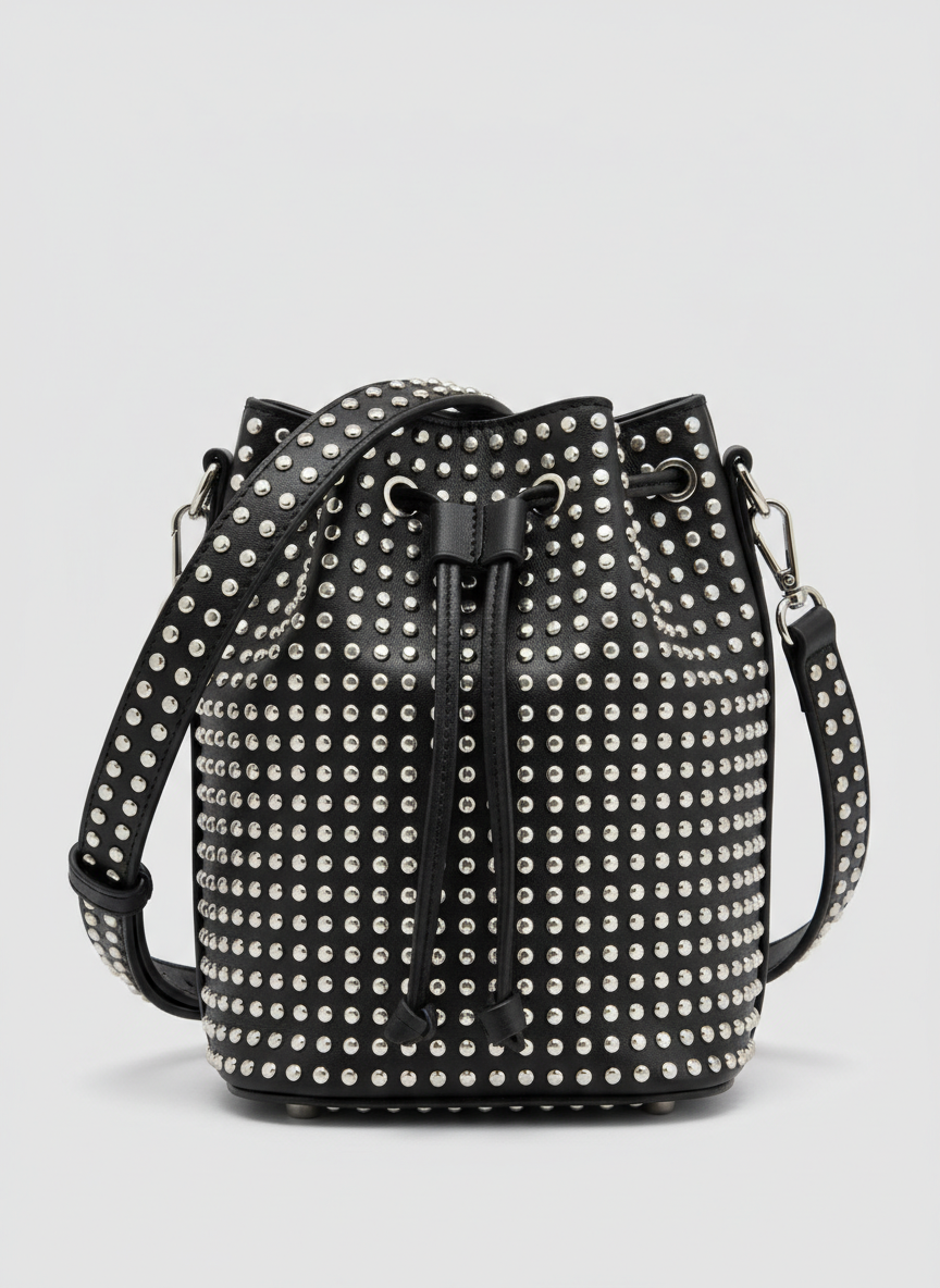 Rebel Studded Bucket Bag