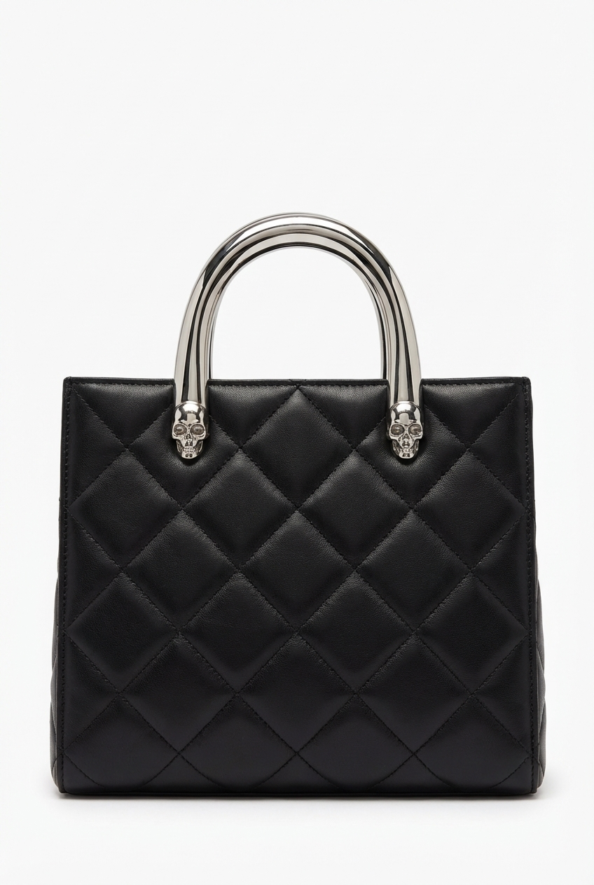 Quilted Skull Handle Tote