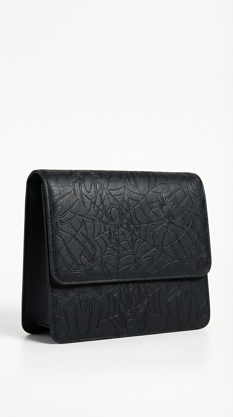 Embossed Spider Flap Clutch