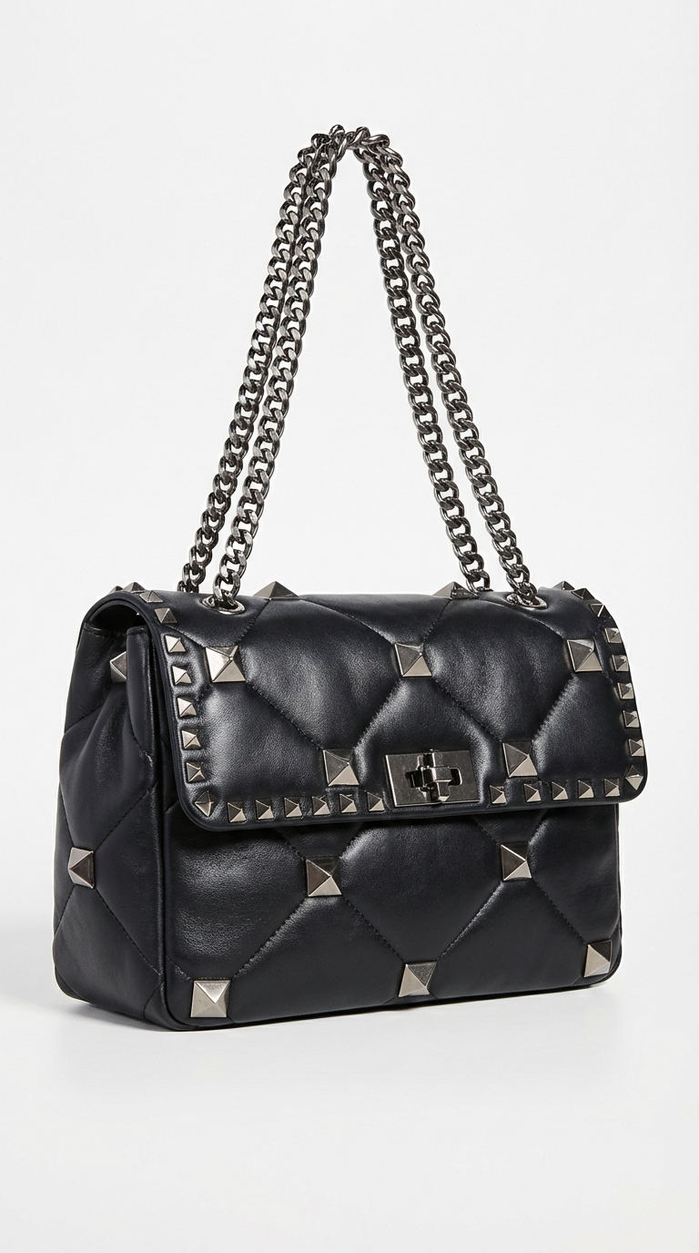 Quilted Studded Flap Tote