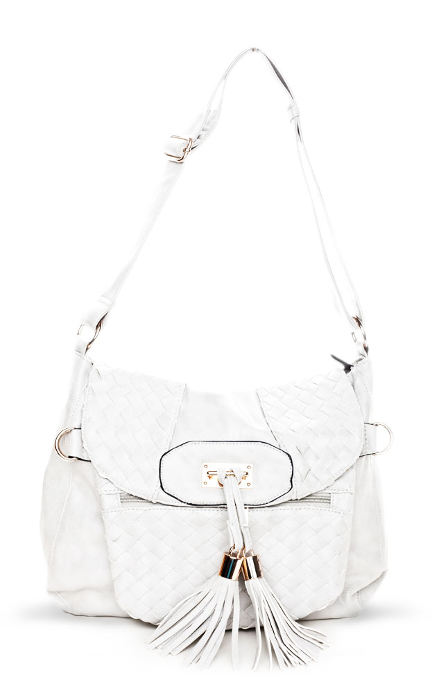 Versatil White Satchel Leather Bag