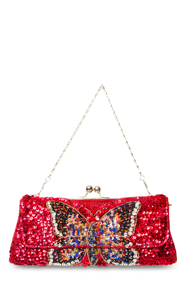 Hermitage Red Sequined Clutch Purse