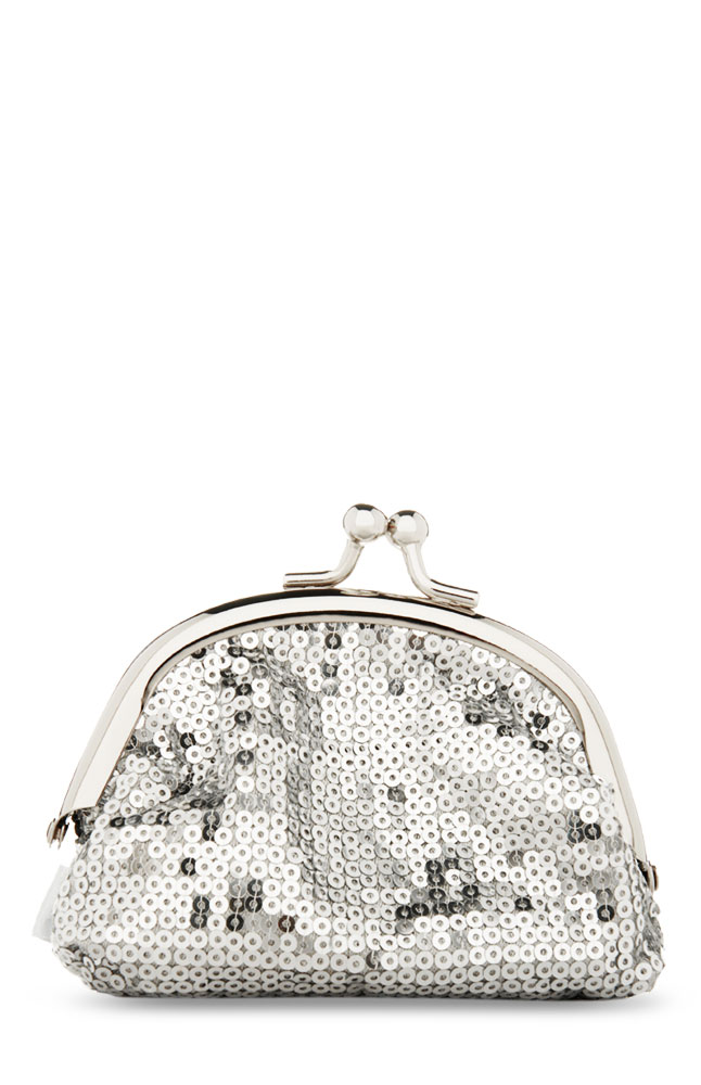 Gusso Silver Sequined Clutch Purse