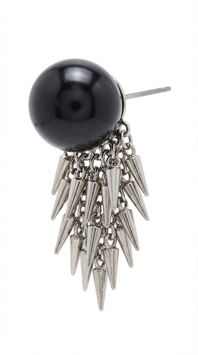 Black Pearl & Spike Drop Earrings
