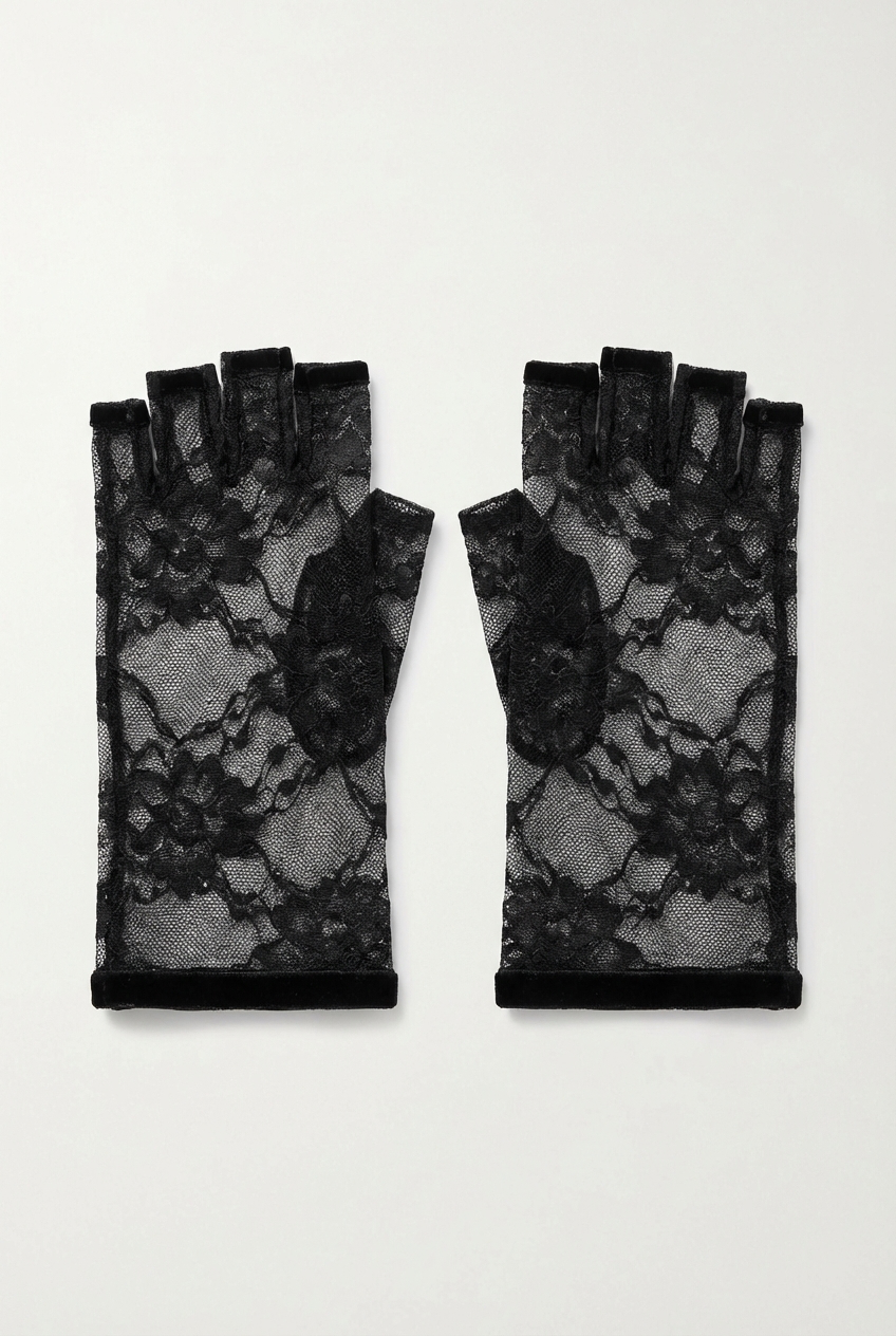 Black Lace Fingerless Gauntlets
