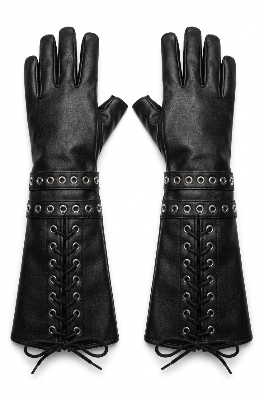 Grommeted Vegan Leather Gauntlets