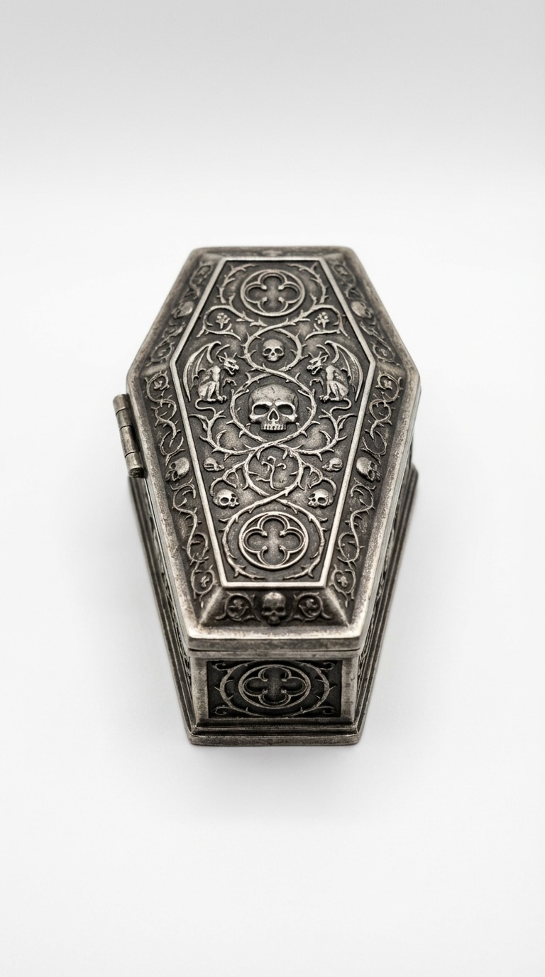 Silver Coffin Trinket Box