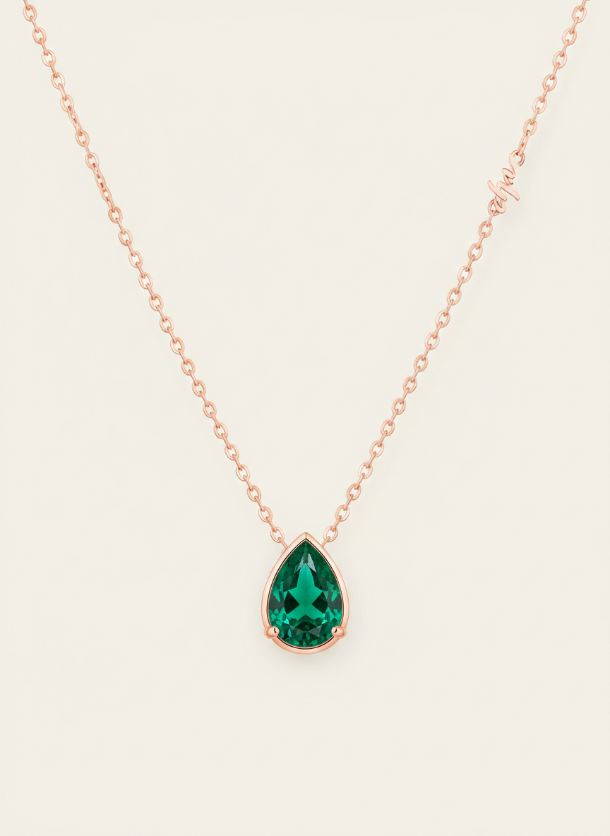 Aura Emerald Teardrop Necklace