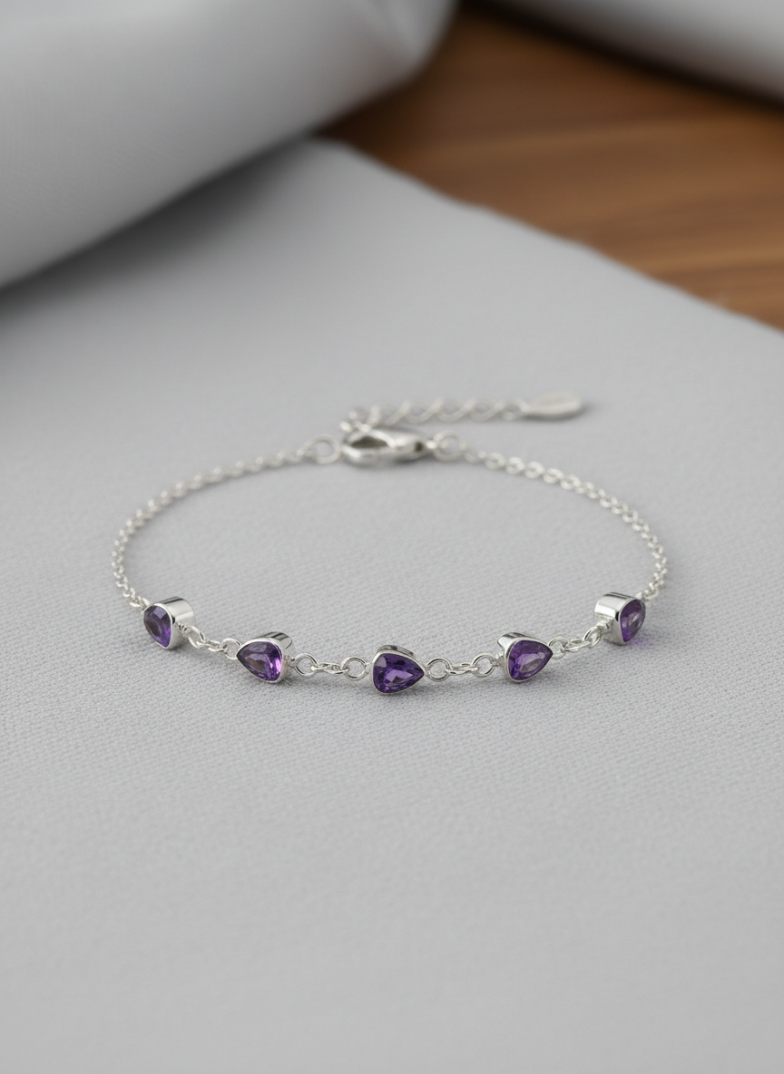 Aura Amethyst Station Bracelet