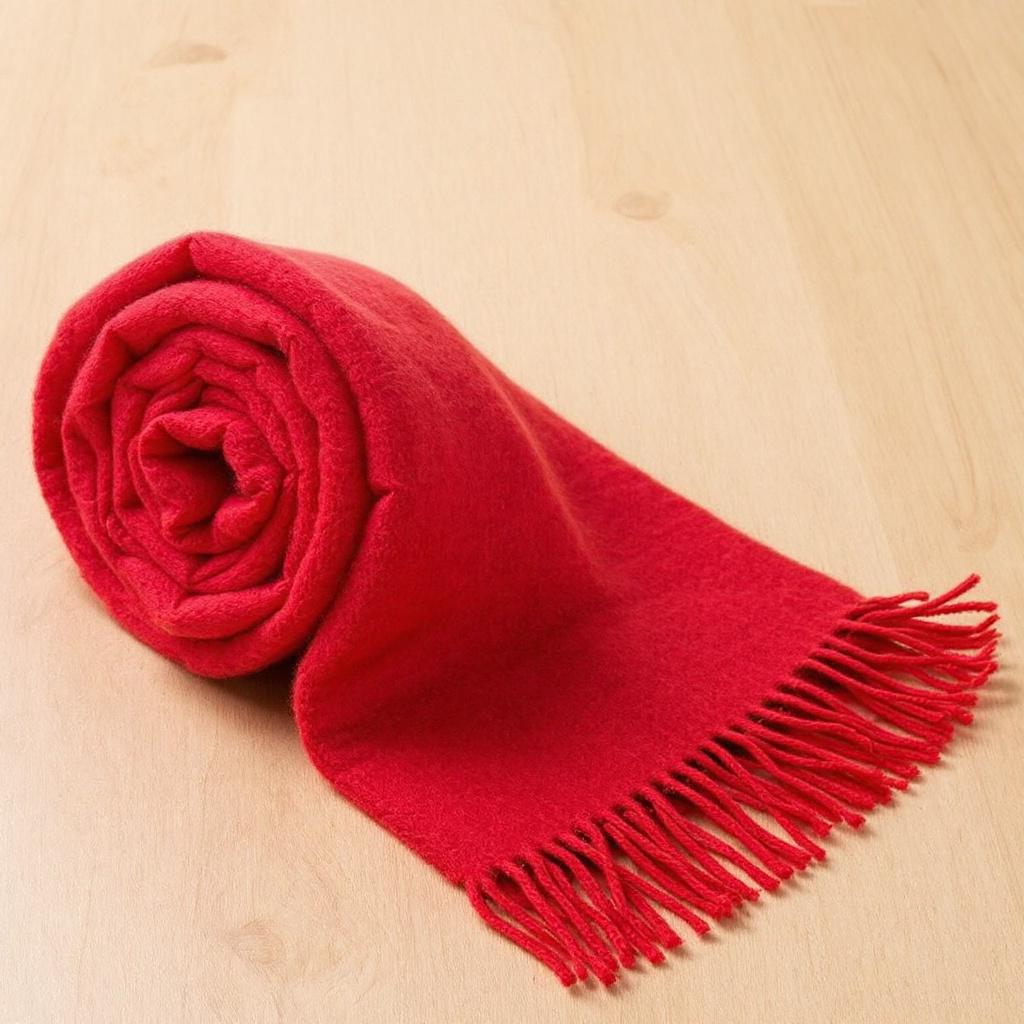 Solid Red Fringed Wool Scarf