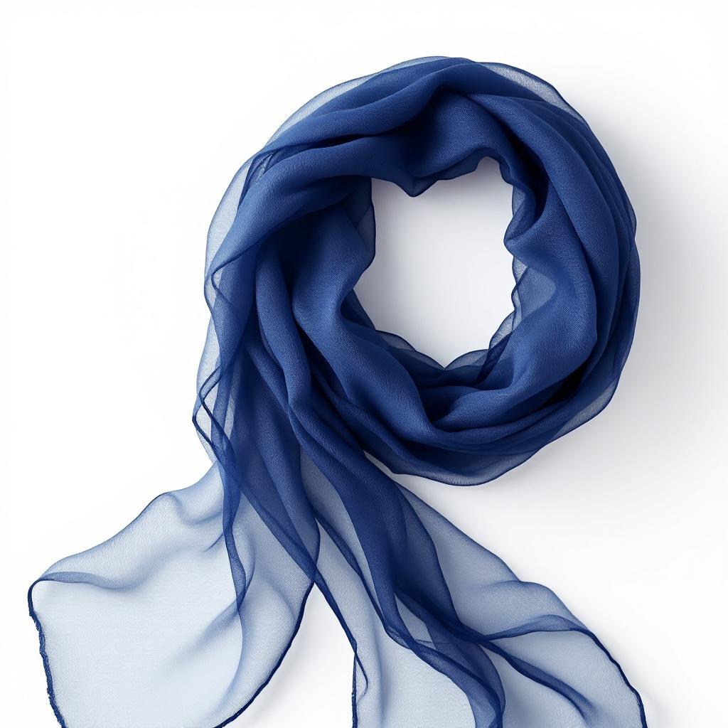 Navy Blue Sheer Chiffon Scarf