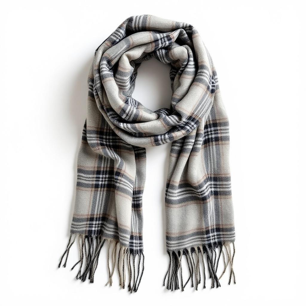 Plaid Wool Blend Winter Scarf