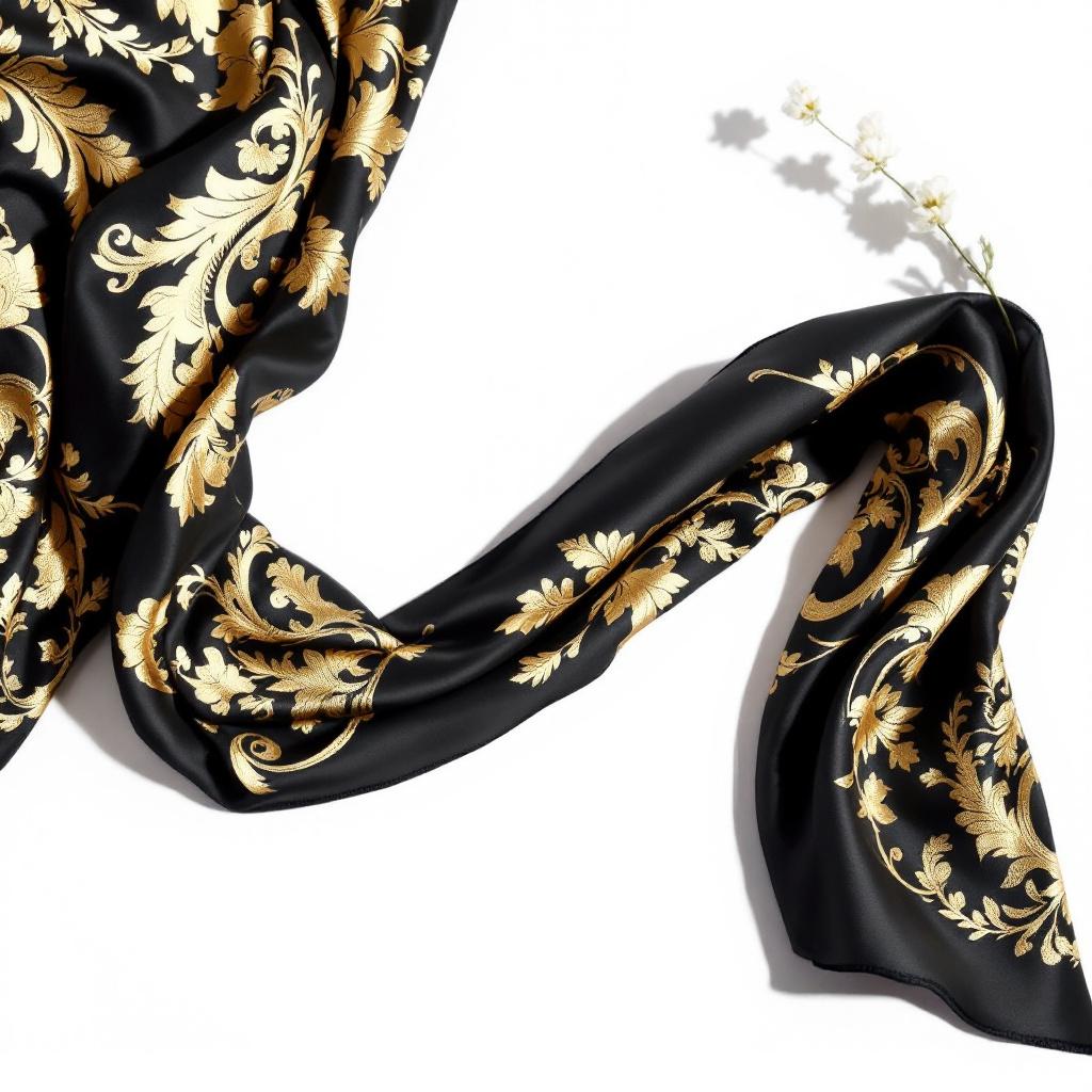 Baroque Gold Pattern Silk Scarf