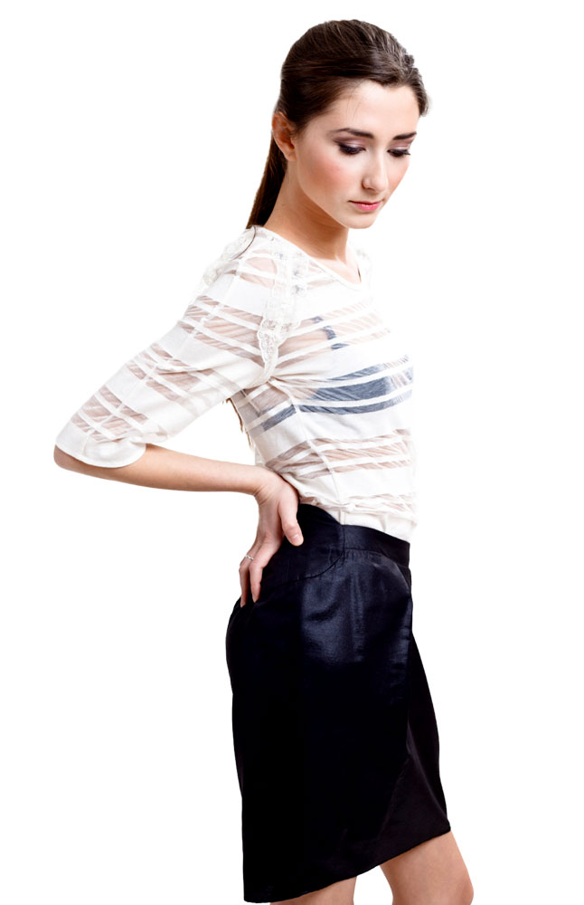 Hermitage Black Satin Overlay Skirt
