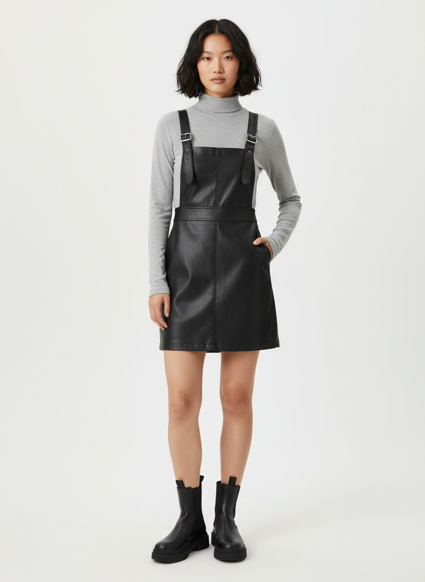 Rebel Leather Pinafore Dress