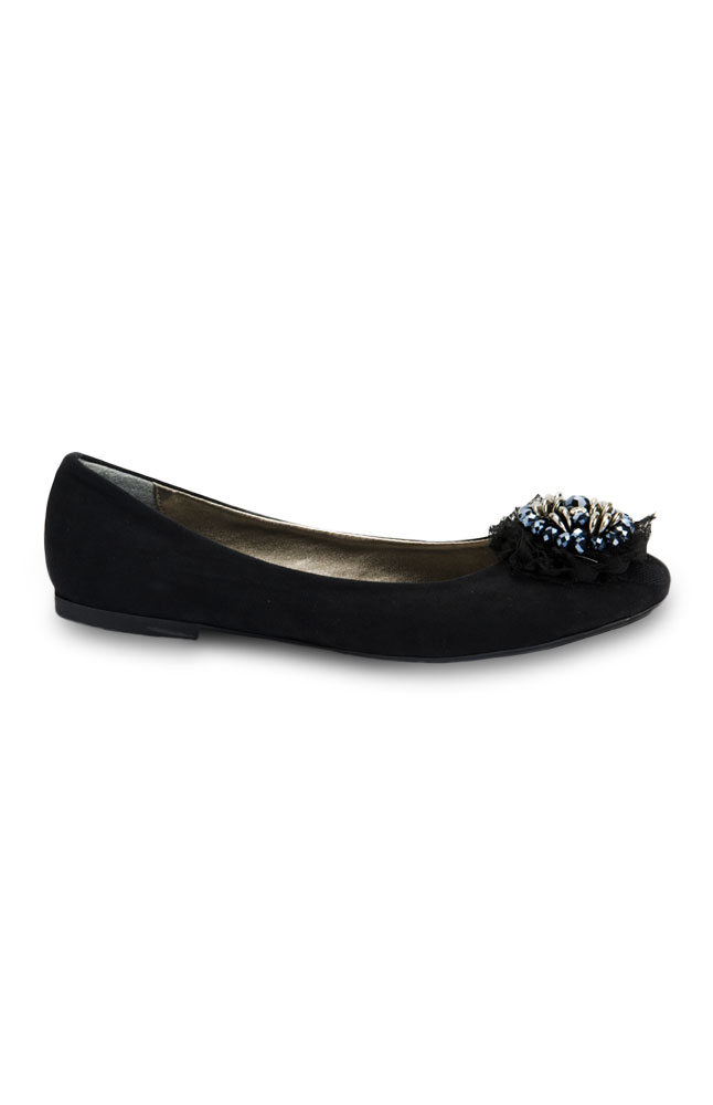 Emery Black Leather Flats