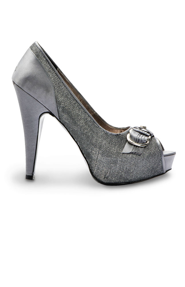 Emery Silver Open-toe Pumps