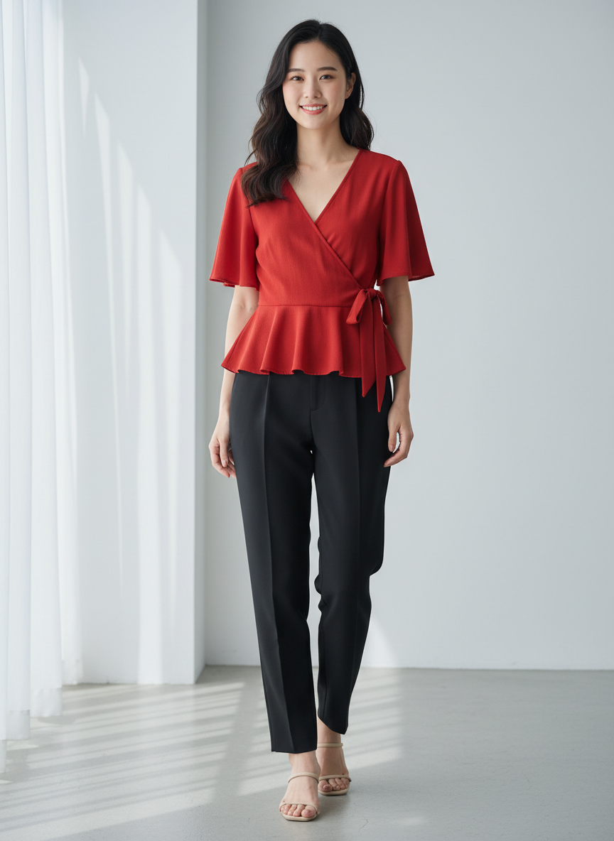Aura Peplum Wrap Top