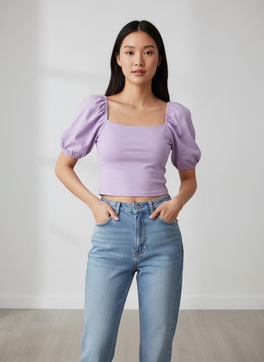 Aura Puffed Sleeve Crop Top