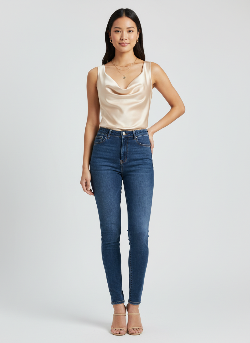 Aura Satin Cowl Neck Top